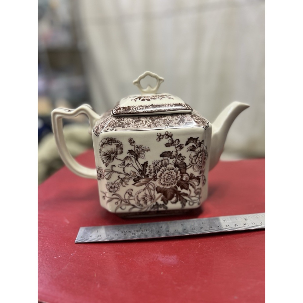 BURTON &‎ BURTON ANTOINETTE TEAPOT BROWN ROSE DESIGN